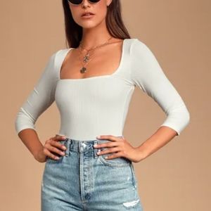 Lulu's Fast Lane women's white bodysuit size s